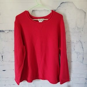 3x Coldwater Creek red cotton crewneck sweater EUC